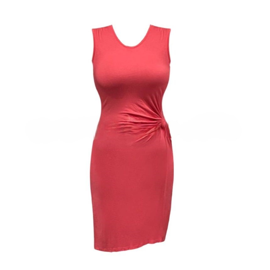 Side Twist Sleeveless Dress – Pink