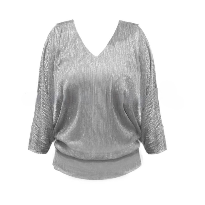 Shimmer Dolman Sleeve Top – Silver