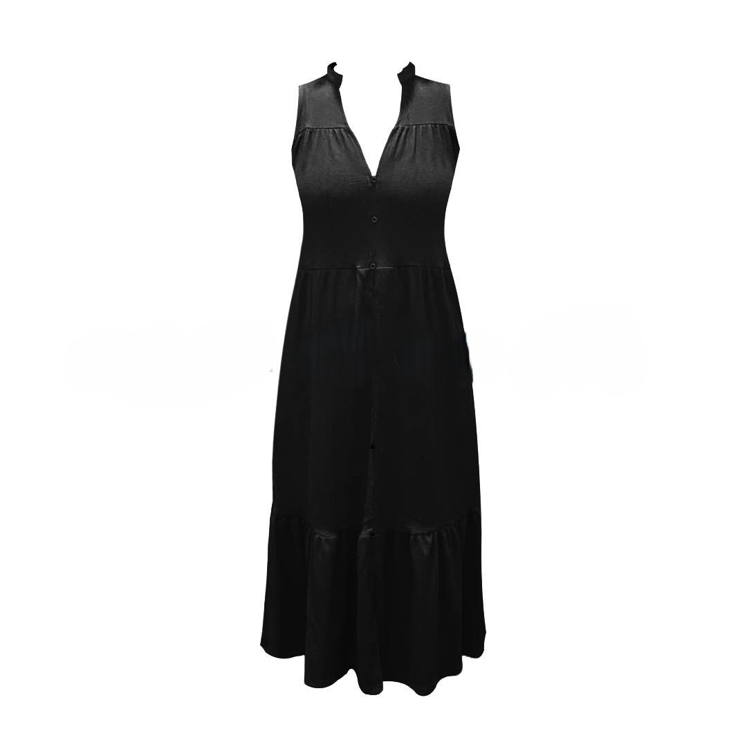 Bottom Frill Sleeveless Dress – Black