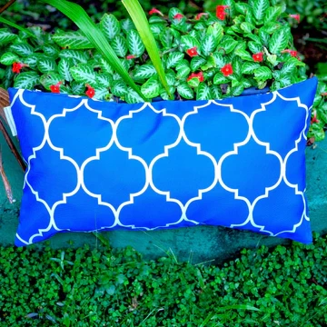 SANTORINI blue oblong waterproof outdoor cushion cover 12 x 22