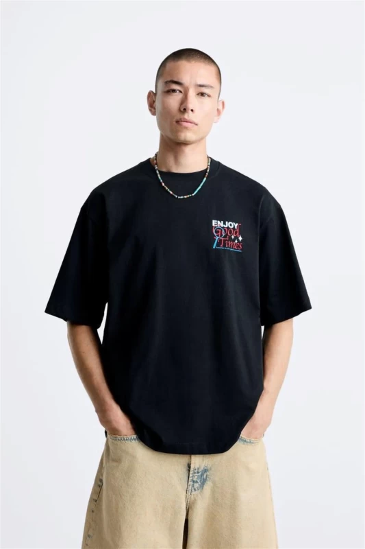 Cotton Over Sized T Shirts - Black