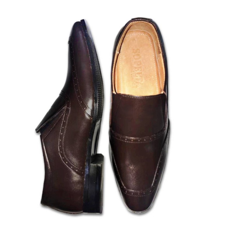 Men’s Coffee Leather Slip-on Shoes