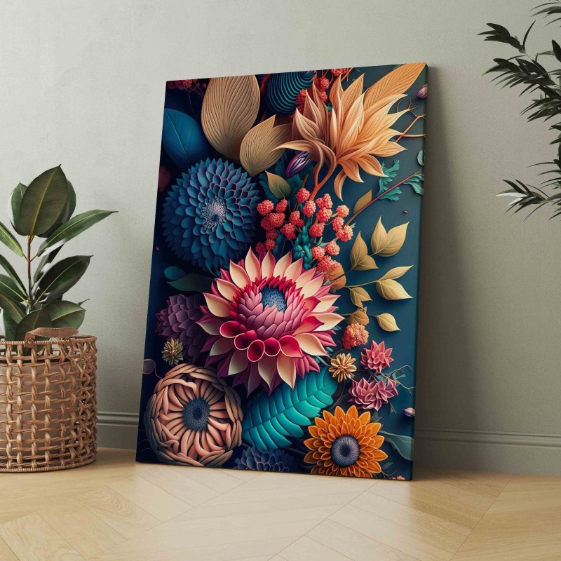 Printed On High Quality Fabric Flower design Wall Art