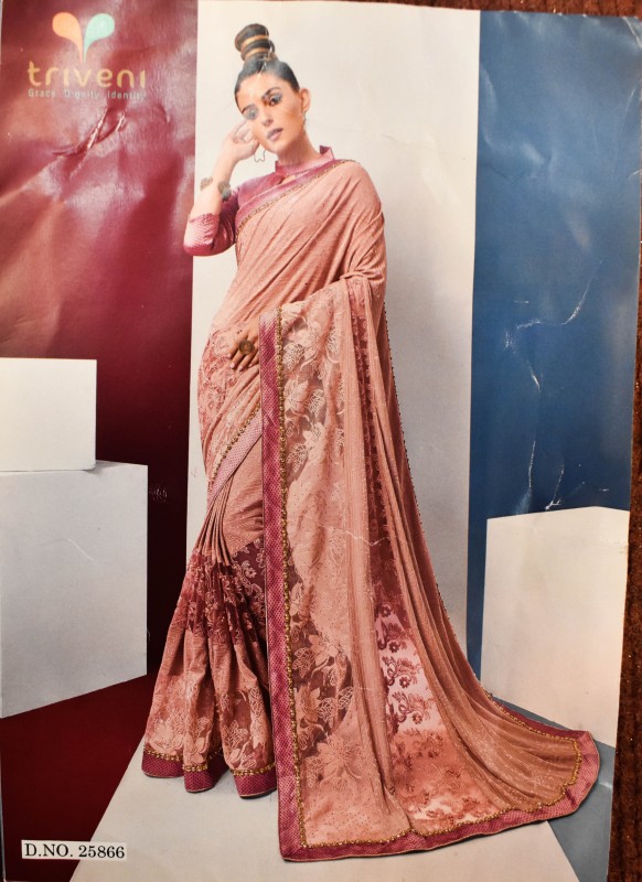 Girl's lightweight Saree For Wedding Occasion ( Dark Pink With with work)