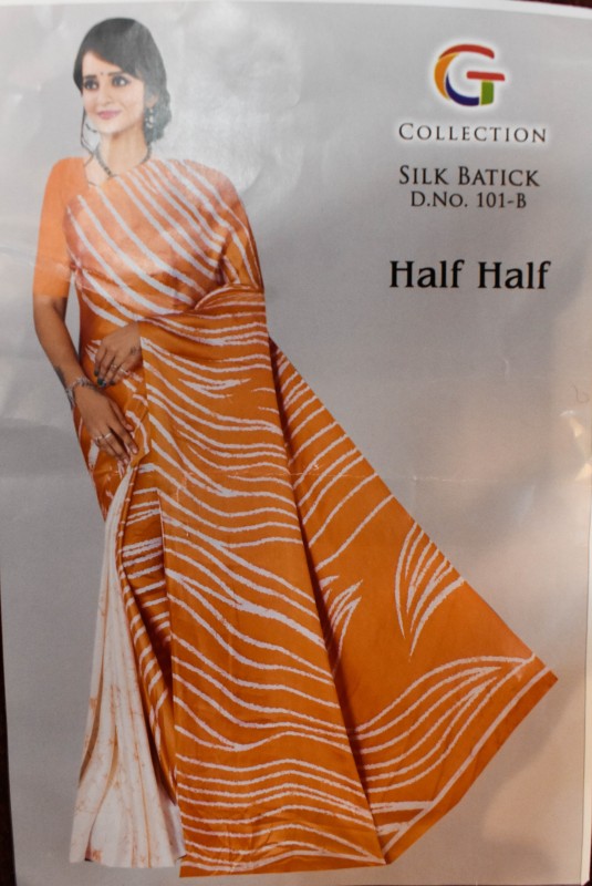 Orange And White Silk Saree