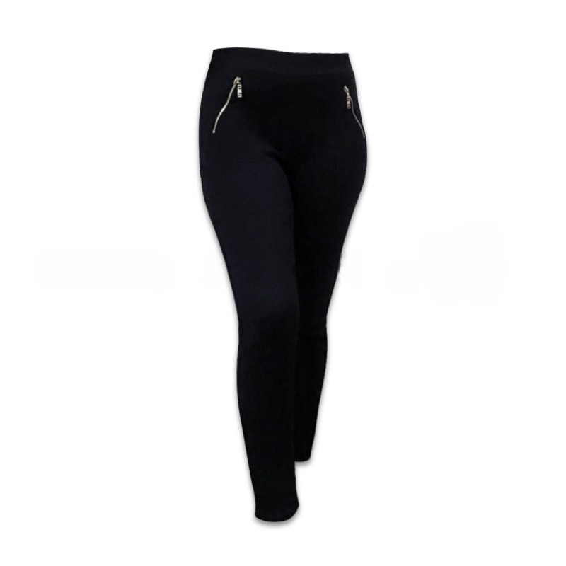 Zip Detail Skinny Stretch Pant – Black