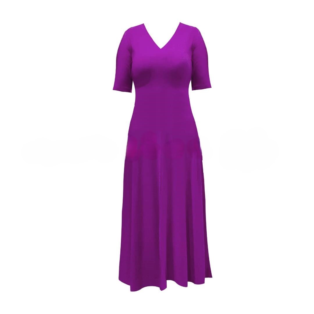 Half Sleeves Long Dress – Purple