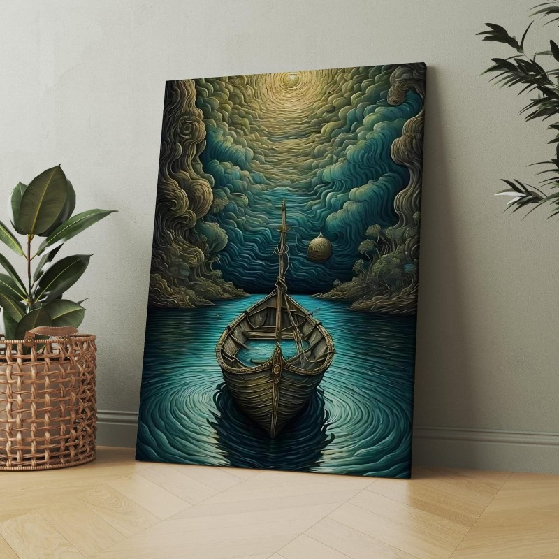 Printed On High Quality Fabric Boat design Wall Art