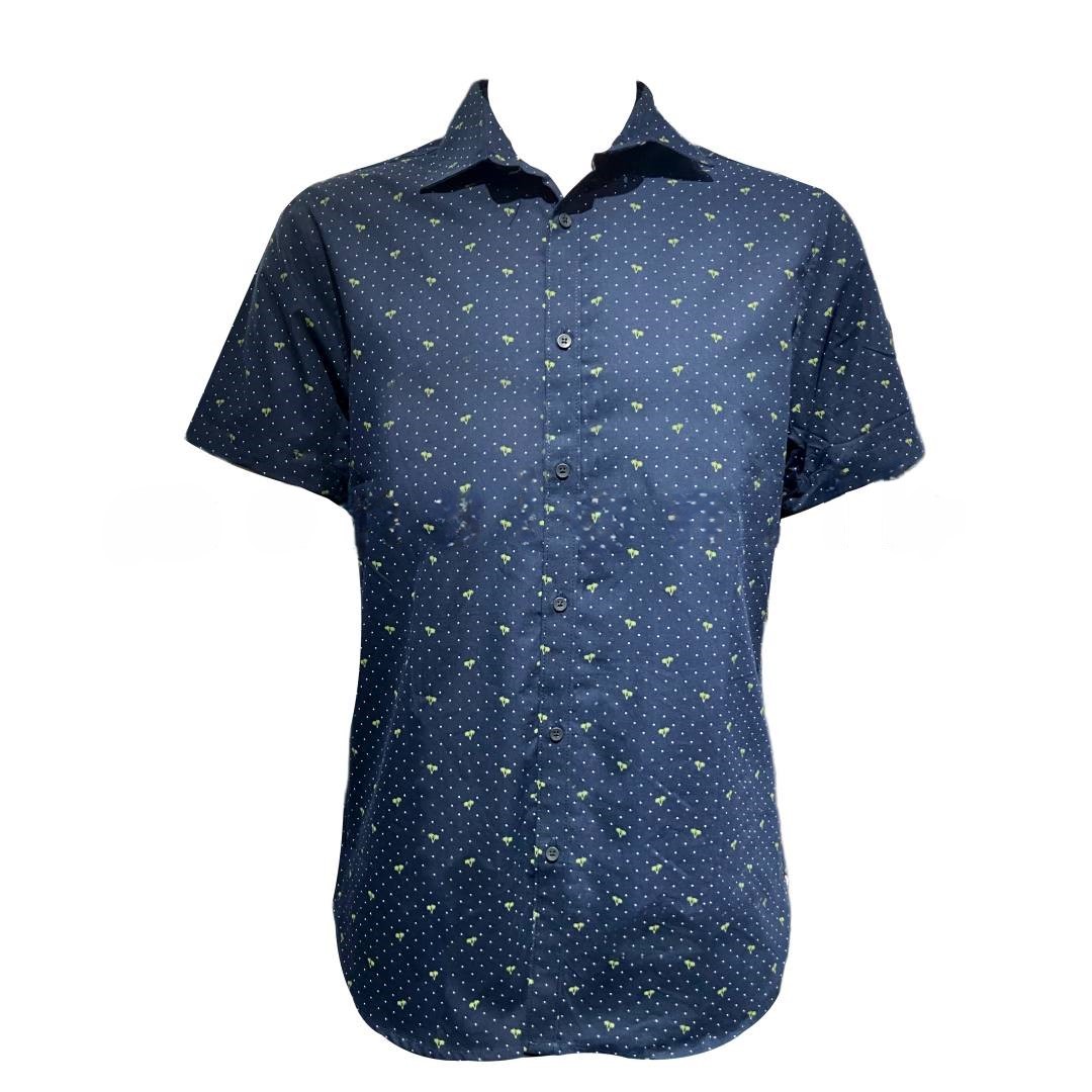Denim & Flower Foldable Sleeve Shirt – Coconut Tree