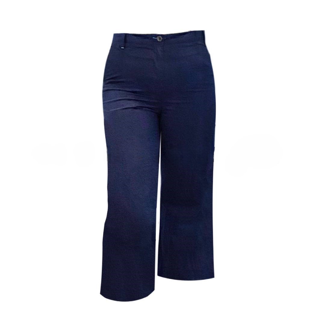 Wide-Leg Three Quarter Pant – Space Blue