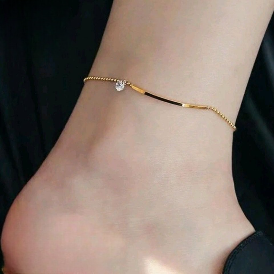 Stainless Steel Gold Color Simple Fashion Zirconia Anklet for Women Girls Foot Accessories Ankle On The Leg Party