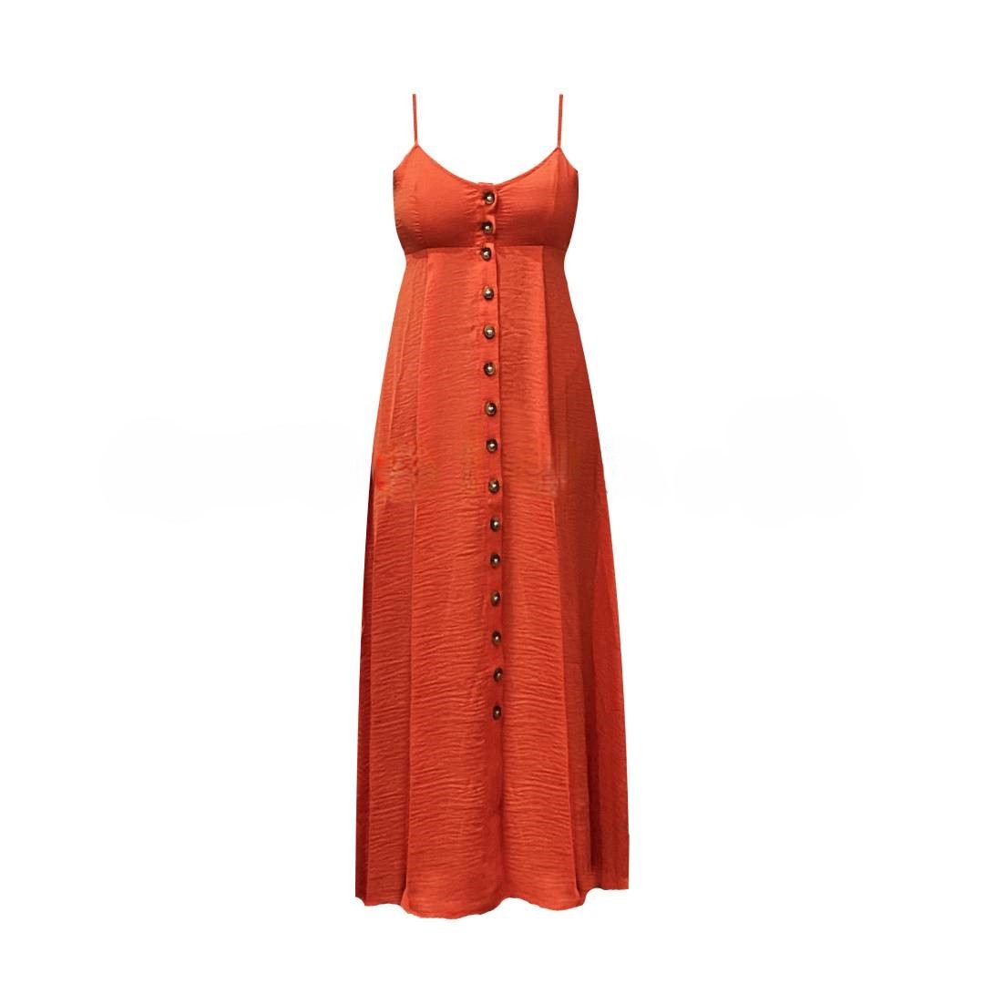 Button Front Maxi Dress – Orange