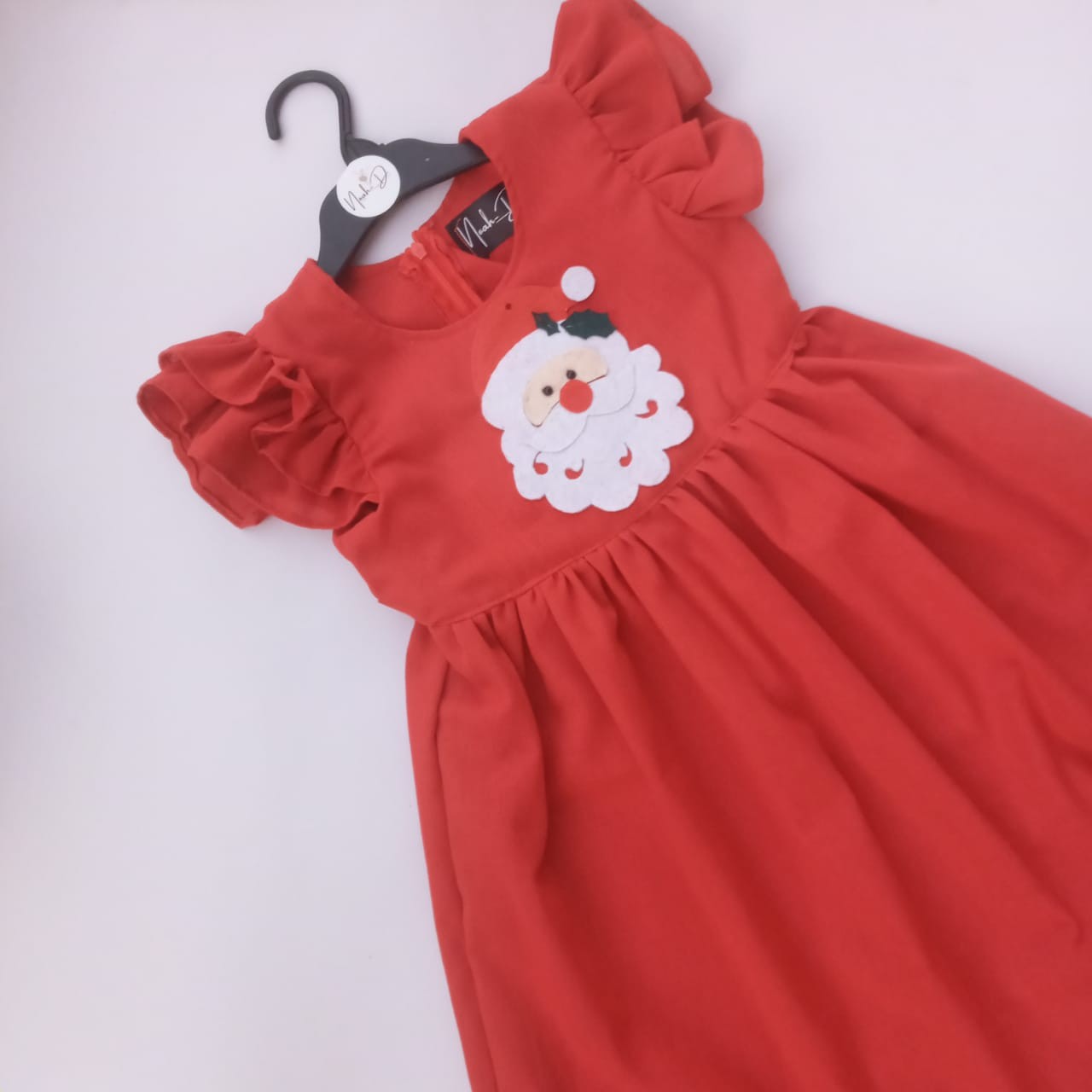 Red Color Santa Design Baby Frock