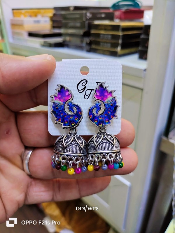 Peacock Design Purple Colure Jimikki Earring