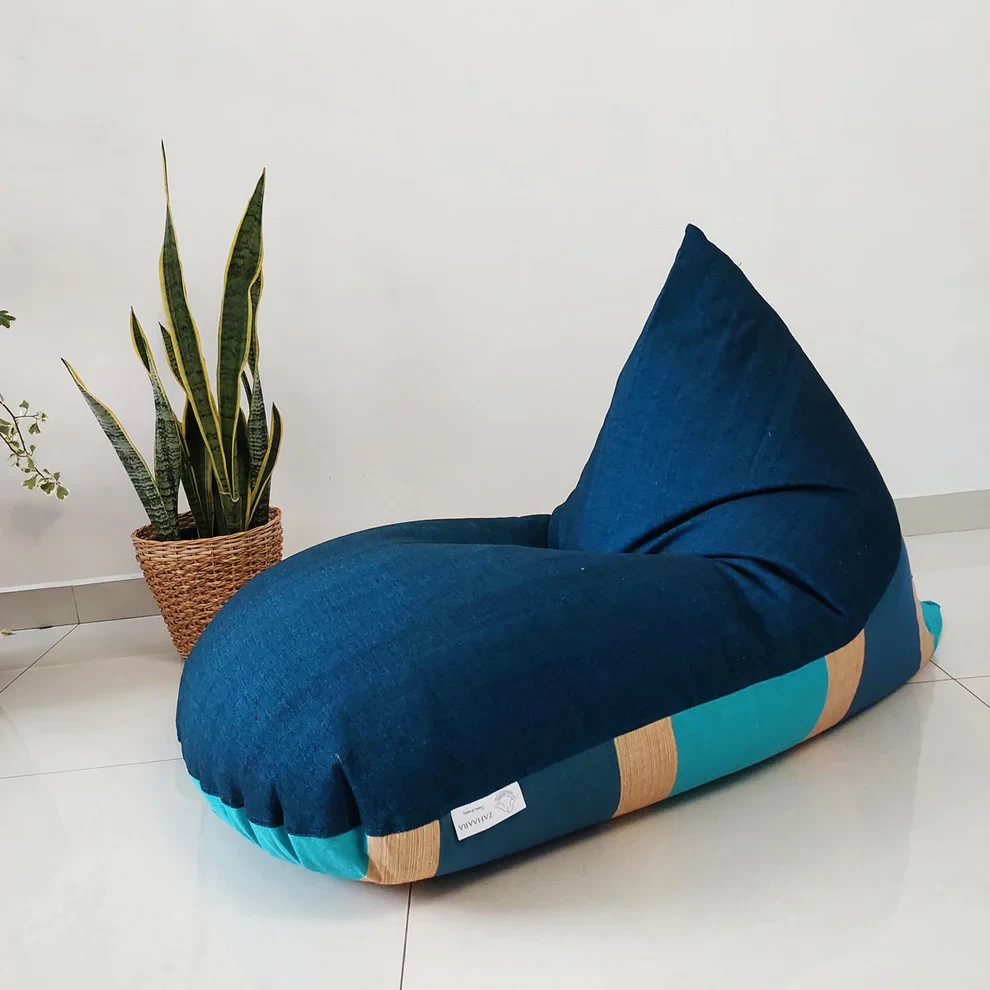 ALLURE - Dark blue cotton bean bag chair