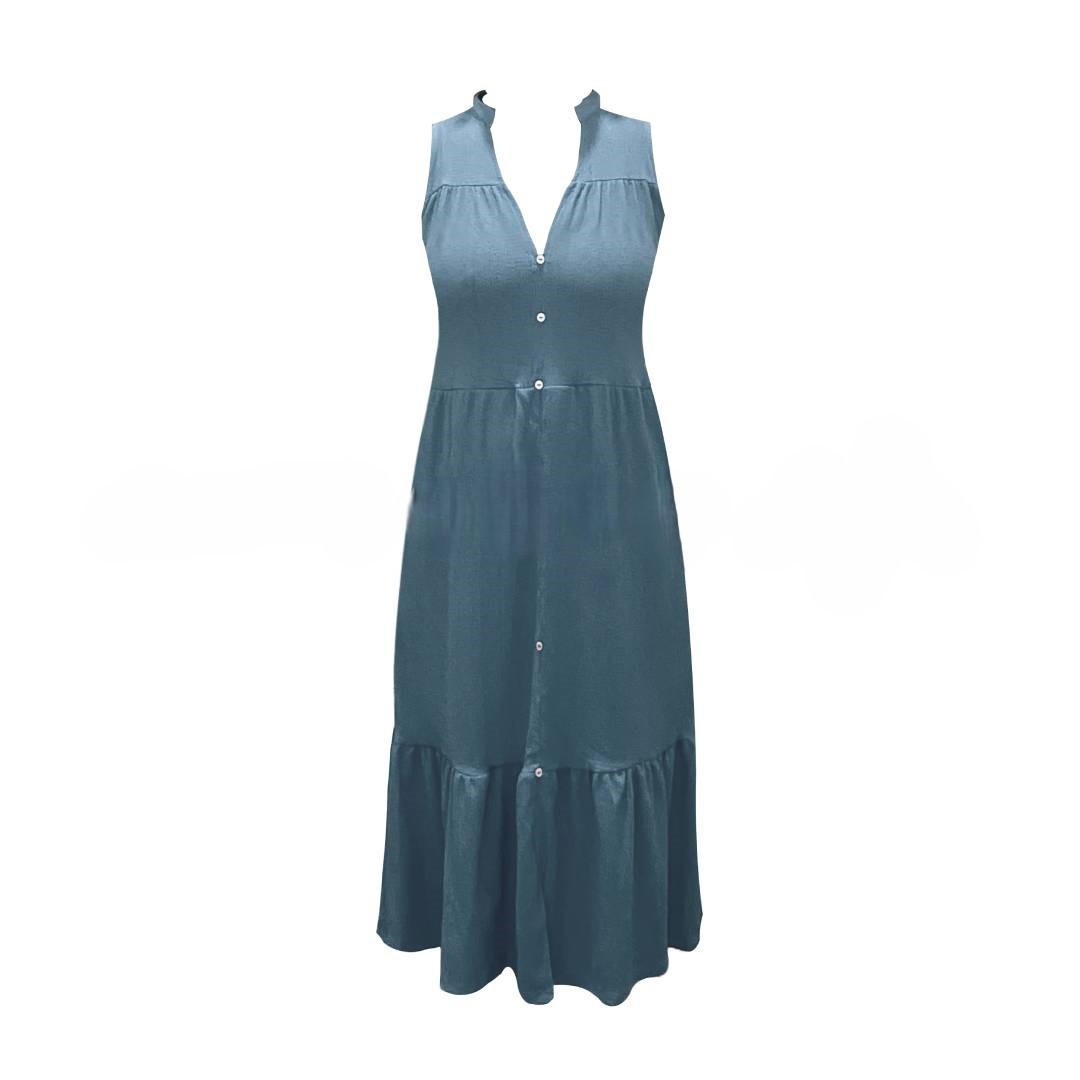 Bottom Frill Sleeveless Dress – Ice Blue