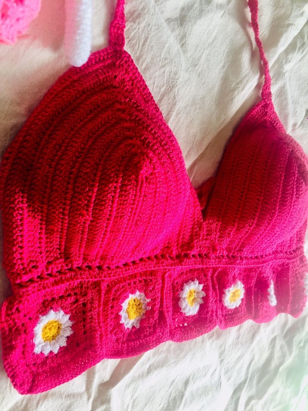 Crochet Crop Tops light pink