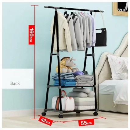 Triangle Coat Rack Removable Bedroom Clothes Hanger Floor Stand Coat Rack With Wheel Clothes Rack