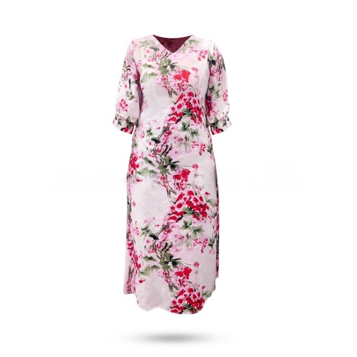 Slit Puff Sleeve Dress – Pink