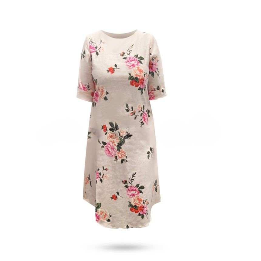 Printed Linen Dress – Pink