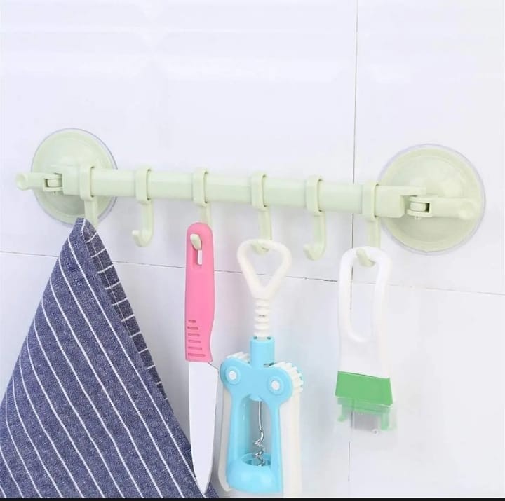 Wall Vacuum Rack Suction Cup 6 Hooks Towel Bathroom Kitchen Holder Sucker Hanger for Kitchen Bathroom