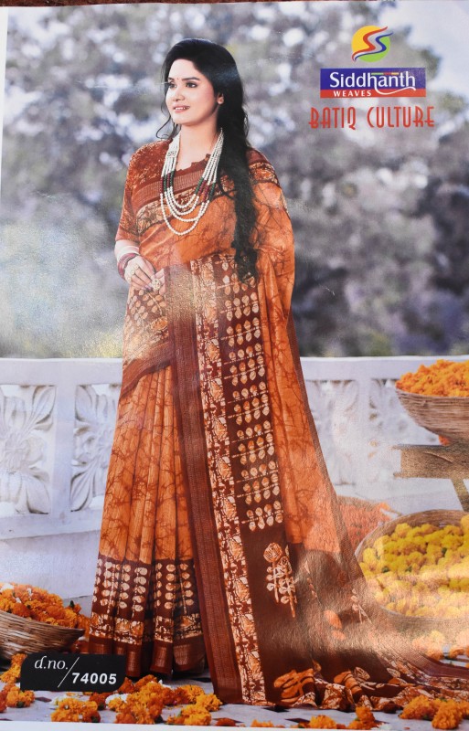 Cotton Orange Colure Saree