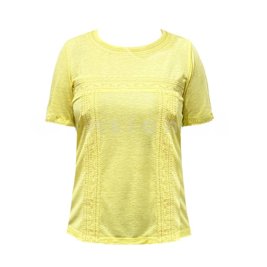 Embroidered Detail T-Shirt – Yellow