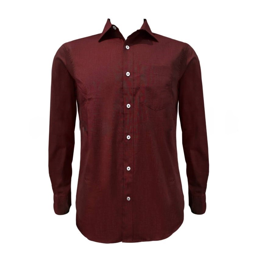 Mini Checked Long Sleeve Shirt – Maroon