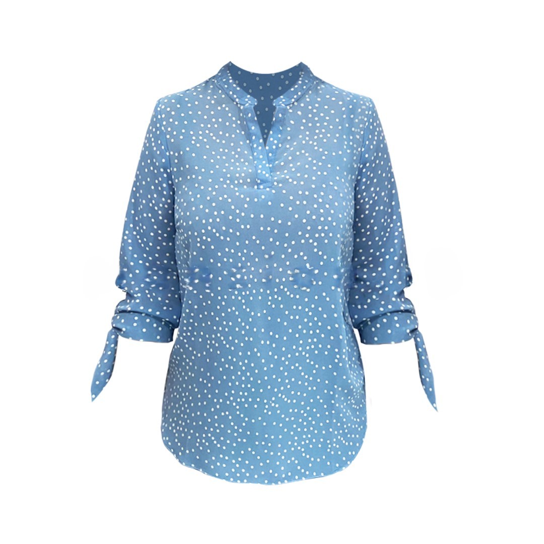 Elbow Knot Sleeve Top – Blue