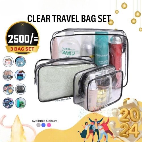 3Pcs Wash Bag Women Zip Pouch Transparent Waterproof PVC Clear Makeup Cosmetic Bag Toiletry Bags