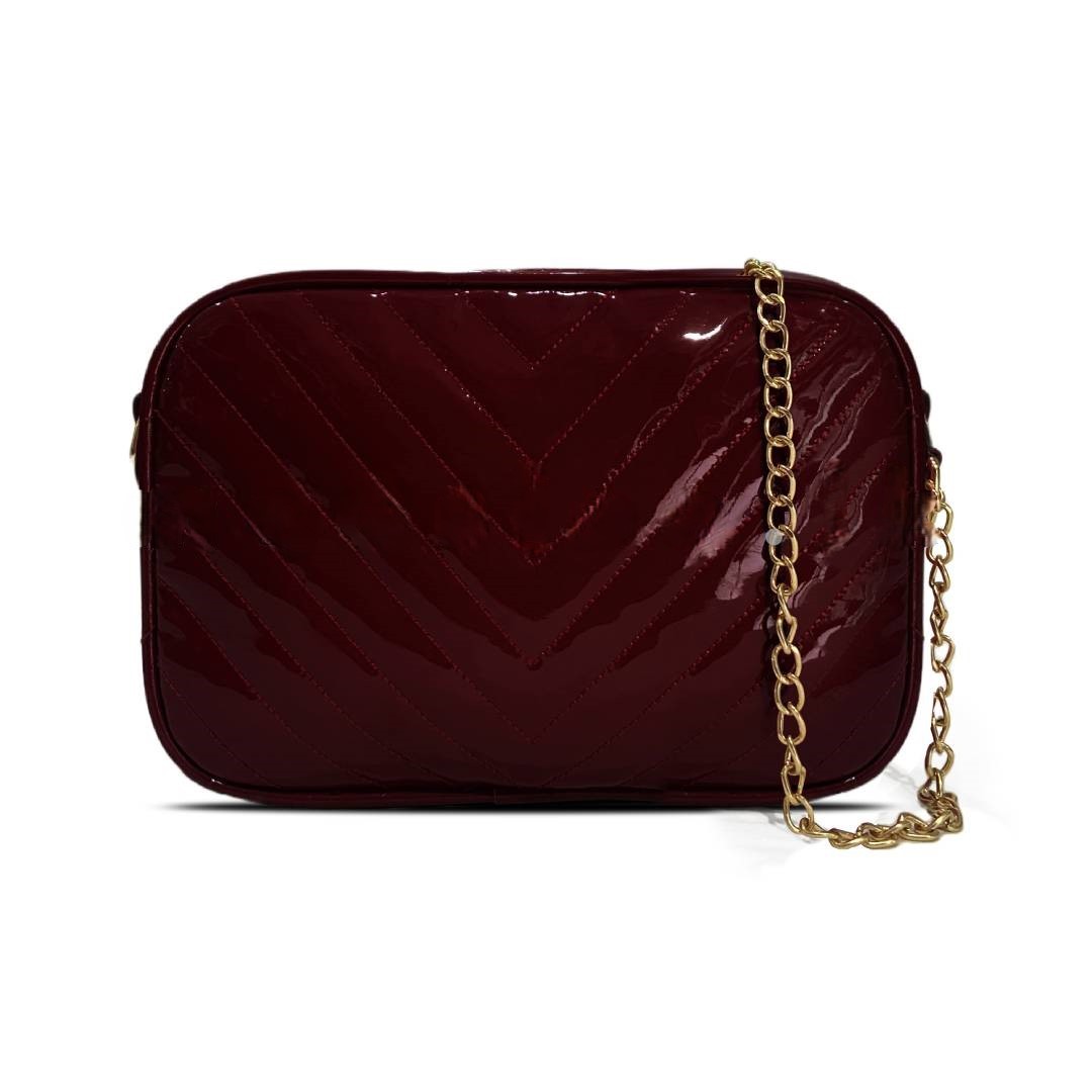 Emb Gloss Side Bag – Maroon