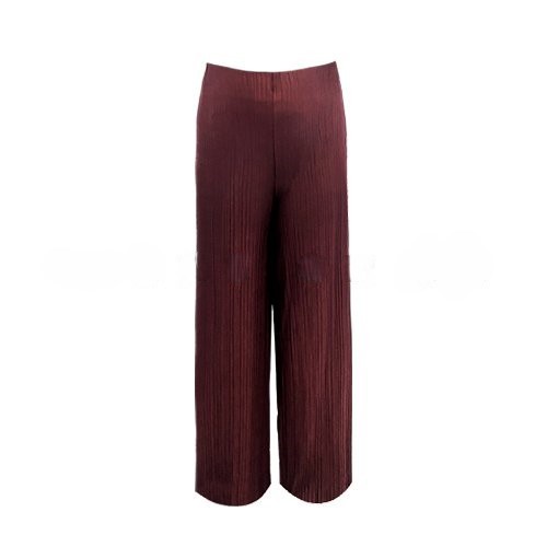 Pleated Shimmer Relaxed Pant – Maroon