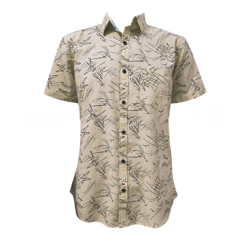 Branch Printed Short Sleeve Shirt – Beige