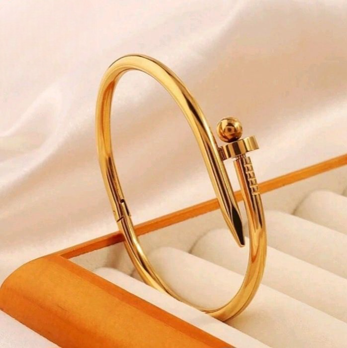 18k gold plated nail cuff bracelet bangle -waterproof-long lasting-tarnish free