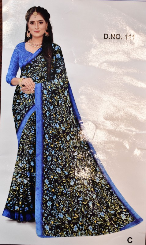 Blue Colure Small Flower Design Saree