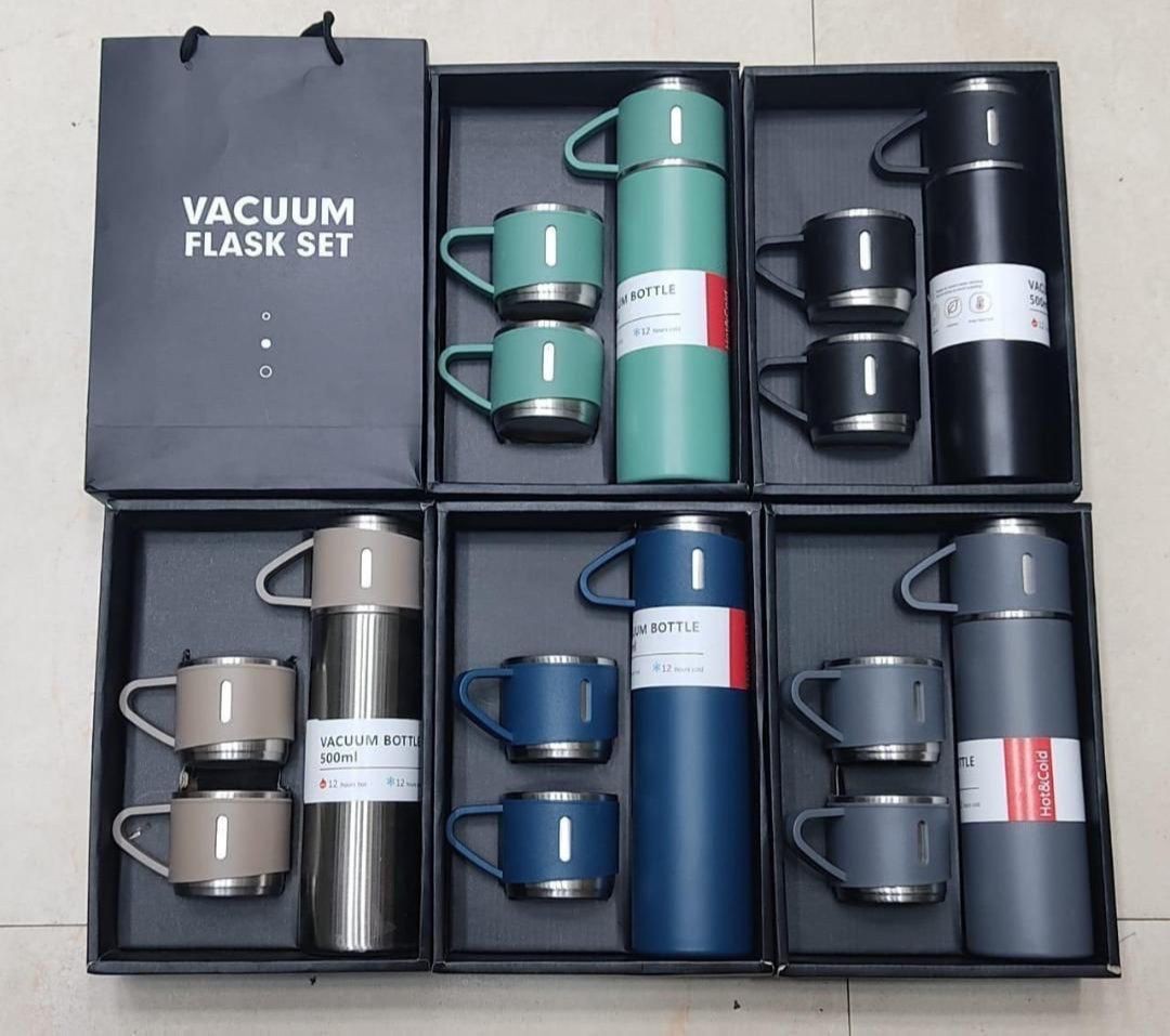 304 Stainless Steel Thermos Mug Cup with Three lids Teacup All-Steel Vacuum Mug Outdoor Travel Coffee Mug Business Gift Box Water Cup