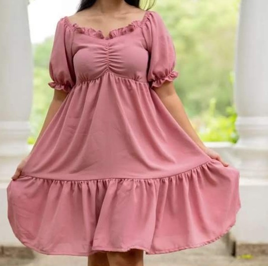 Pink Color Short Frock New Fashion