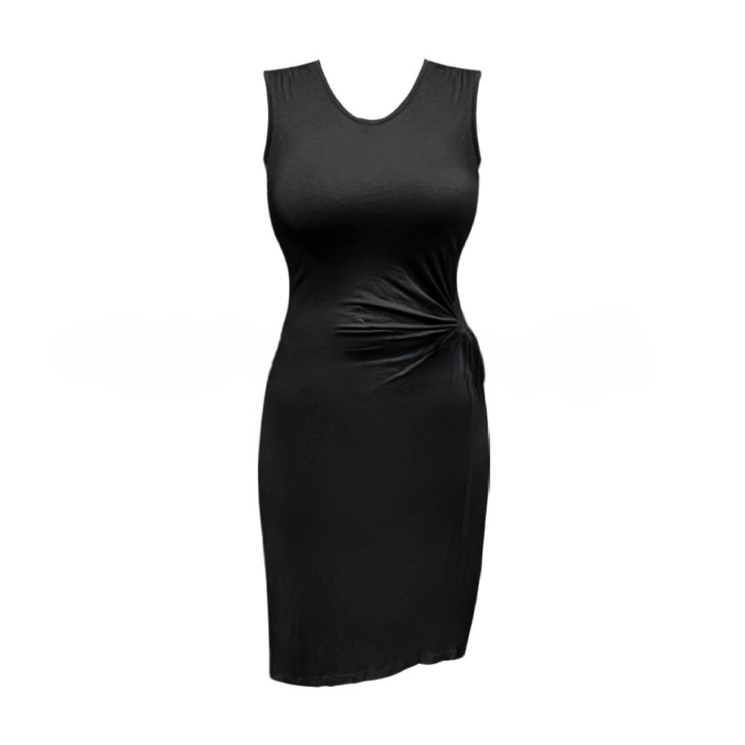 Side Twist Sleeveless Dress – Black