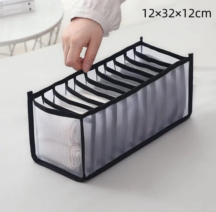 11 Compartment Home Collapsible Underwear Storage Box Nylon Organizing Dormitory Storage Bra Organizing Breathable Mesh Bag