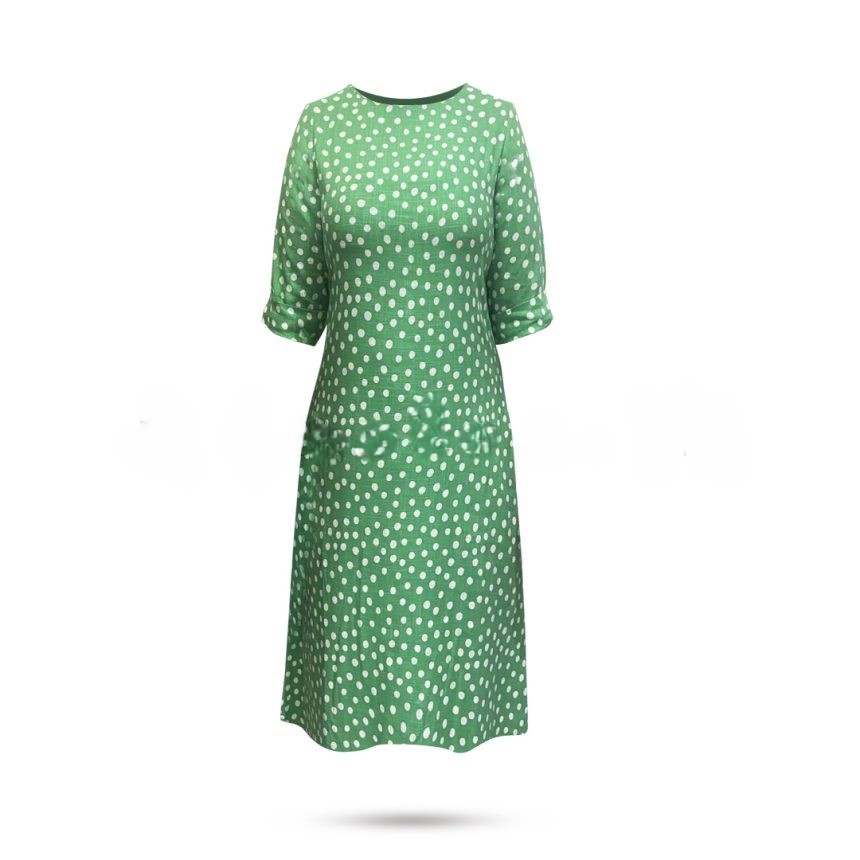 Printed Linen Dress – Green