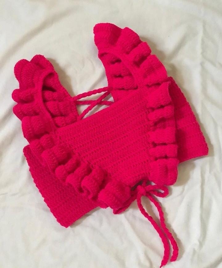 Crochet Crop Tops Red Colure