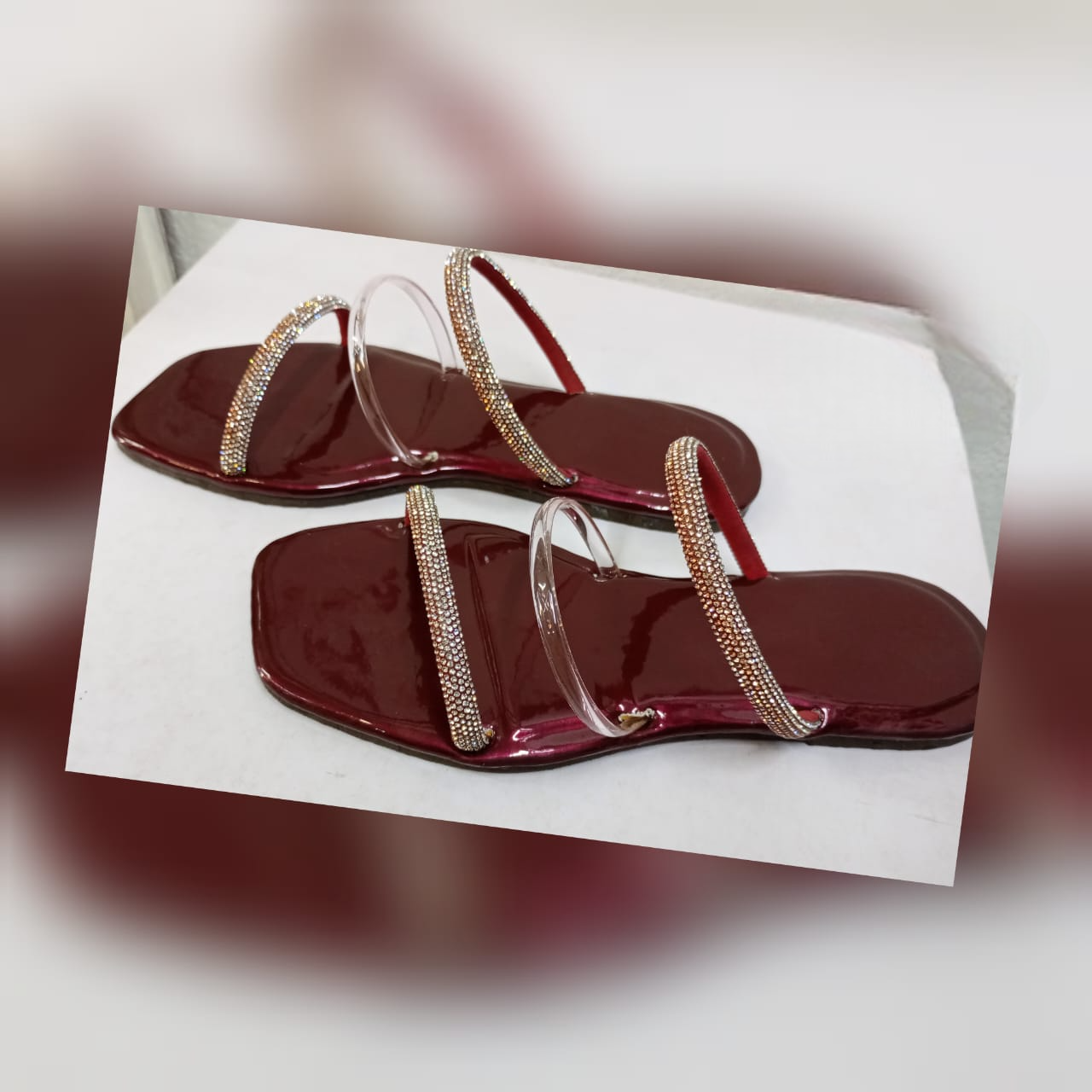 New Design Maroon Color Flat Slippers