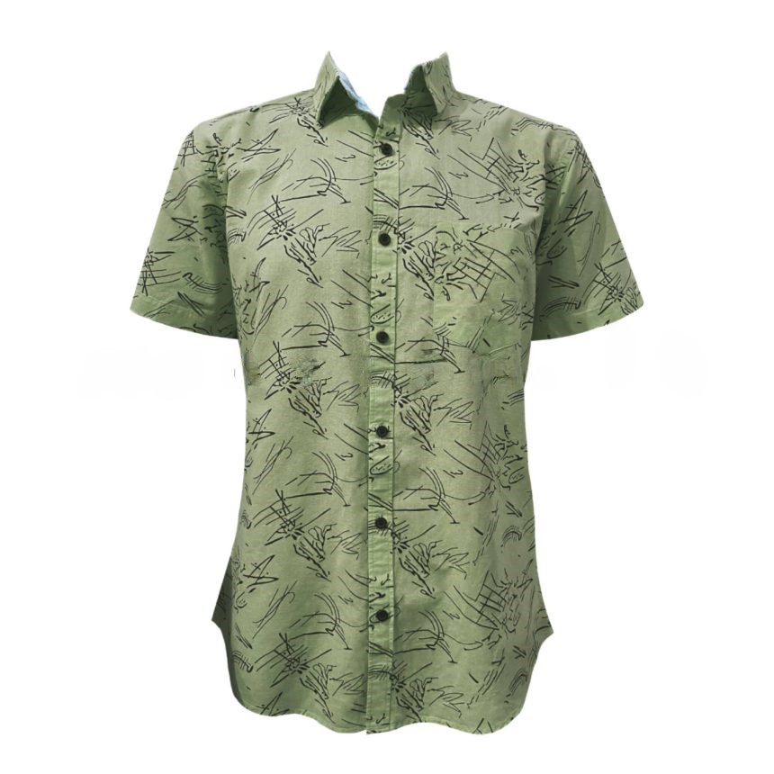 Branch Printed Short Sleeve Shirt – Pale Green