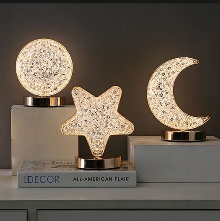 Star Moon Lamp  Bedroom Crystal Touch Dimming Night Light Girls Room Home Decor Aesthetics USB Bedside LED Ambient Table 3d Moon Lamp