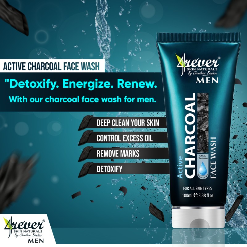 4Rever Men’s Active Charcoal Face Wash 100ml