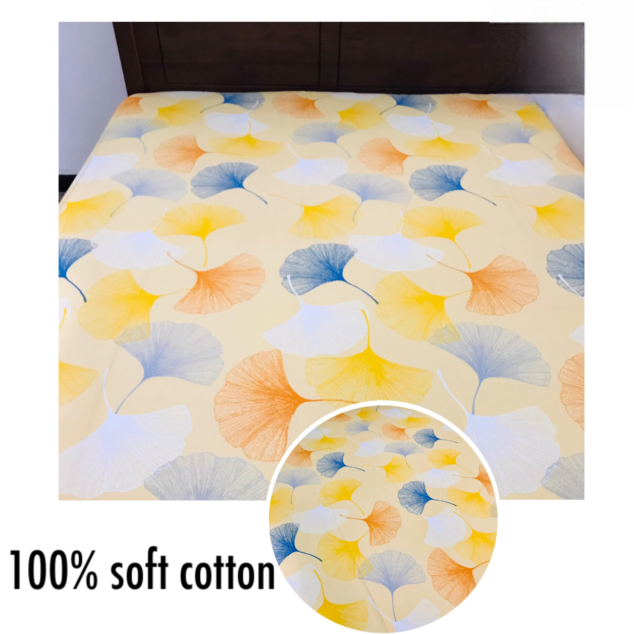 90x72 ( 6x4) double size Yellow Color Bed Sheet