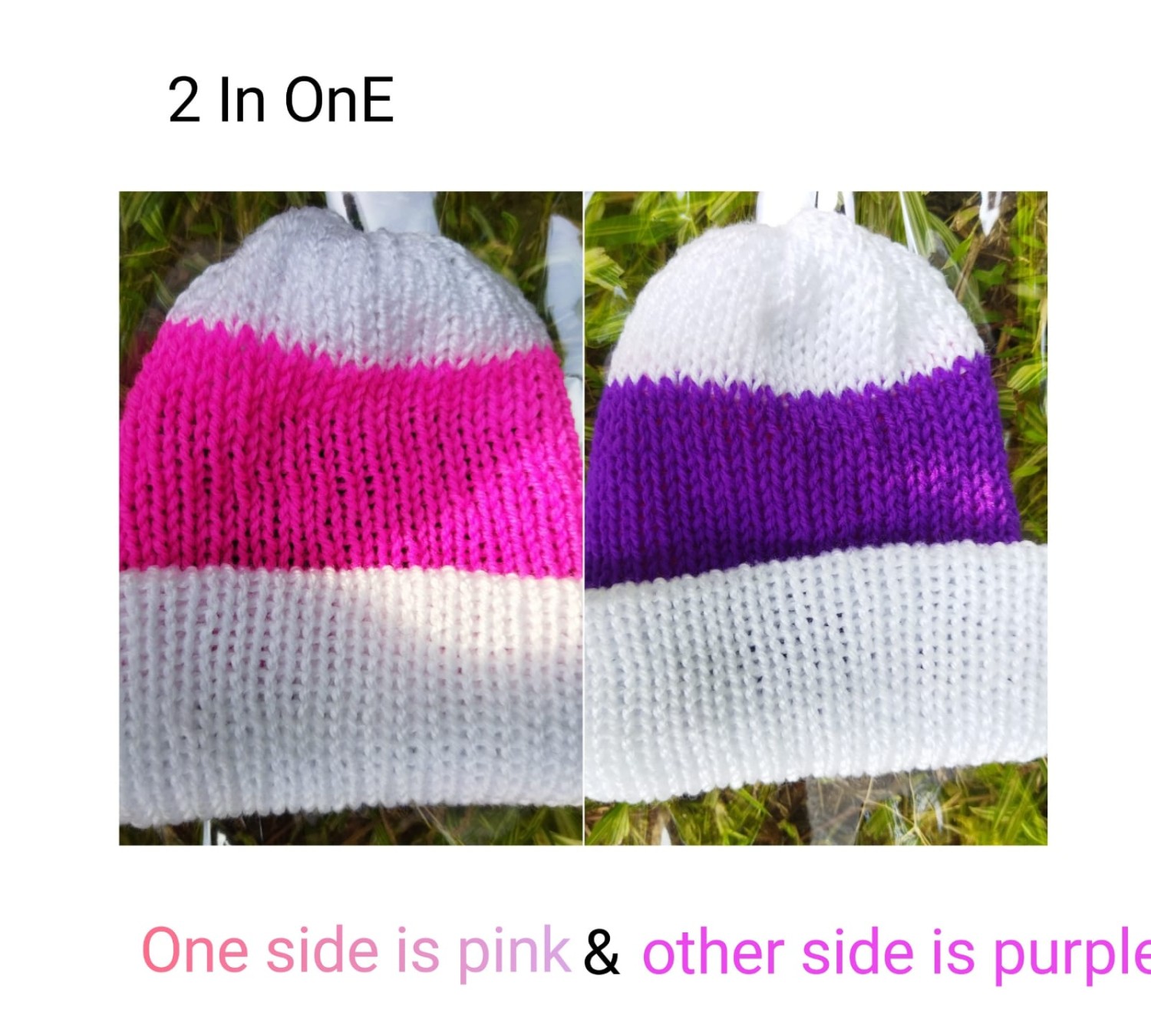 Pink & Purple 2 In One Wool Hat