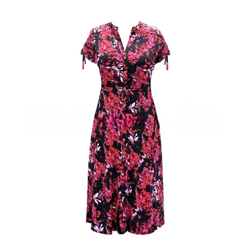 Front Open Midi Dress – Pink Floral