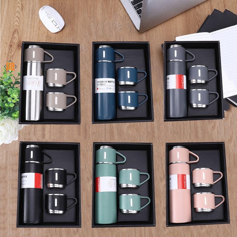 Vacuum Flask 500ml Stainless Steel 3 Cup with Gift Box New Arrivals