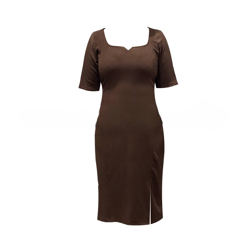 Knitted Midi Dress – Brown